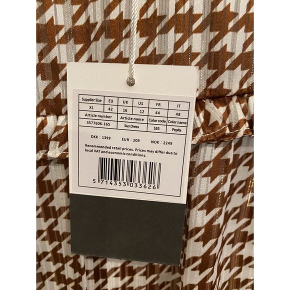$338 Birgitte Herskind Sus Shift Dress  Pepita Houndstooth Print Size US 12 XL - Picture 7 of 7